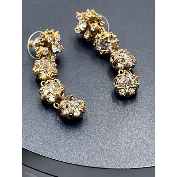 Vintage Gold-Tone Filigree Drop Rhinestone Accents
Statement Dangle Earrings - Picture 5 of 15